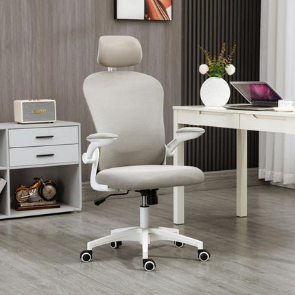 Multi-Adjustable Office Chair, with Lumbar Support, Headrest and Mesh Back - Grey