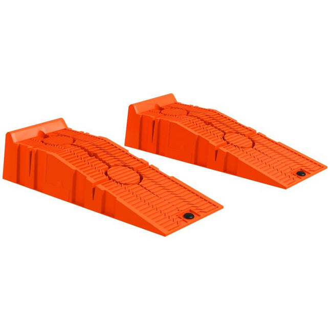 2 PCs Car Ramps Heavy Duty 2.5 Ton Motorhome Levelling Ramps, Plastic Garage Workshop Car Lift, Portable Automotive Vehicle Campervan Car Ramp, Orange
