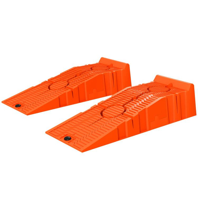 2 PCs Car Ramps Heavy Duty 2.5 Ton Motorhome Levelling Ramps, Plastic Garage Workshop Car Lift, Portable Automotive Vehicle Campervan Car Ramp, Orange