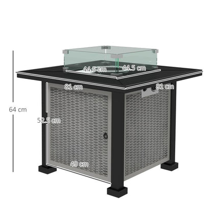 81 x 81cm 50,000 BTU Gas Fire Pit Table - Grey