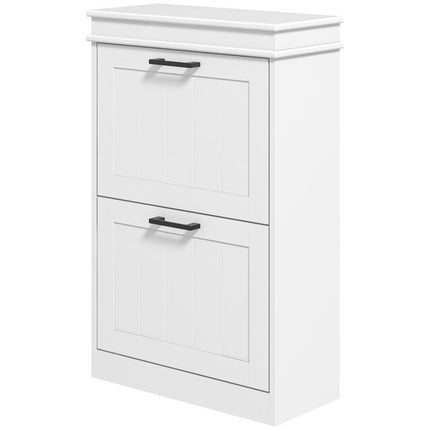 Two-Drawer Minimalistic 10-Shoe Cabinet - White