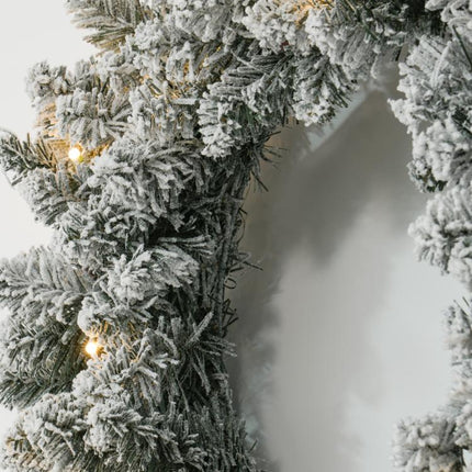 60 inch Snowy Pine Cone and Berry Christmas Wreath, with LED Lights