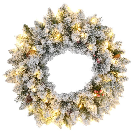60 inch Snowy Pine Cone and Berry Christmas Wreath, with LED Lights