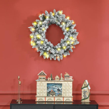 60 inch Snowy Pine Cone and Berry Christmas Wreath, with LED Lights