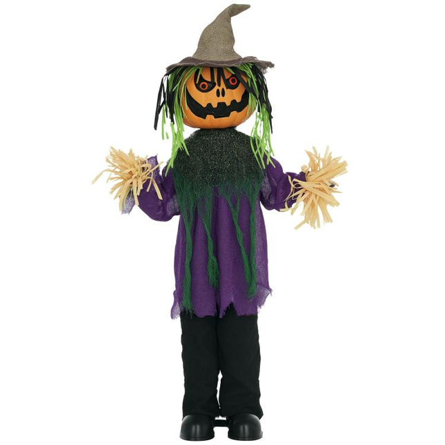 3 feet6 inch Pumpkin Scarecrow Halloween Animatronic, with Glowing Eyes