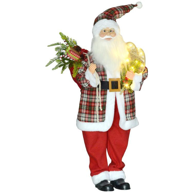 120cm Animated Santa Claus Figure, with Sound and Lights - Red/Green