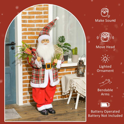 120cm Animated Santa Claus Figure, with Sound and Lights - Red/Green