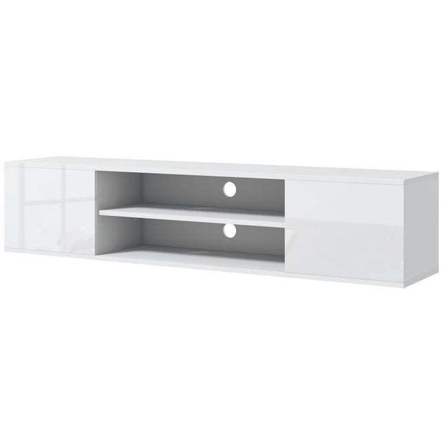 Floating TV Stand Cabinet for TVs up to 60 inch, Wall Mounted TV Unit with Open Shelf, Storage Cupboards and Cable Management for Living Room, White