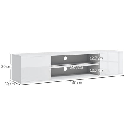 Floating TV Stand Cabinet for TVs up to 60 inch, Wall Mounted TV Unit with Open Shelf, Storage Cupboards and Cable Management for Living Room, White