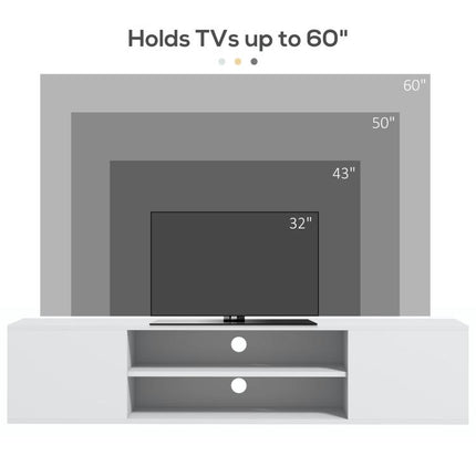 Floating TV Stand Cabinet for TVs up to 60 inch, Wall Mounted TV Unit with Open Shelf, Storage Cupboards and Cable Management for Living Room, White