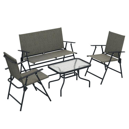 Four-Piece Metal Garden Sofa Set - Mixed Brown