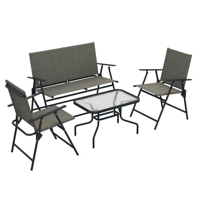 Four-Piece Metal Garden Sofa Set - Mixed Brown