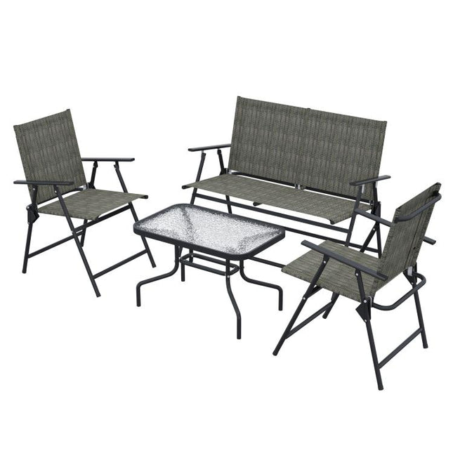 Four-Piece Metal Garden Sofa Set - Mixed Brown