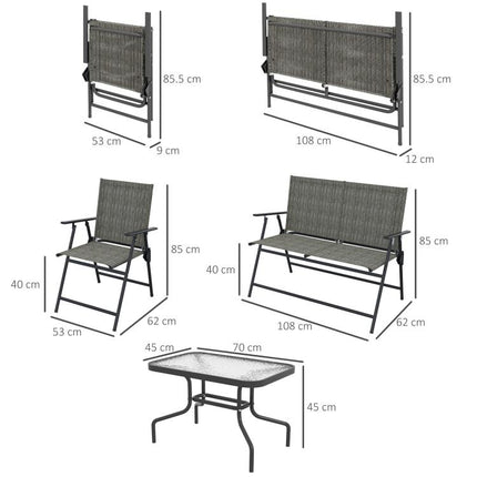 Four-Piece Metal Garden Sofa Set - Mixed Brown