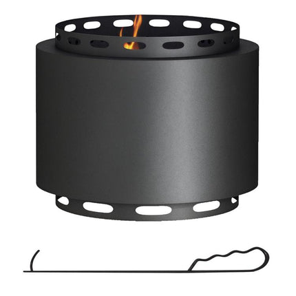 Smokeless Fire Pit, 48.5cm Portable Wood Burning Firepit with Poker for Garden Camping Bonfire Party, Metal, Black