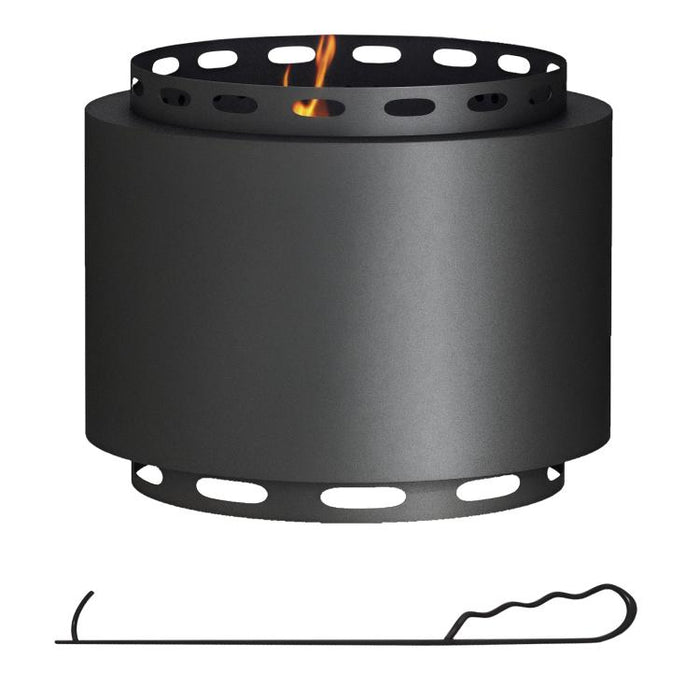 Smokeless Fire Pit, 48.5cm Portable Wood Burning Firepit with Poker for Garden Camping Bonfire Party, Metal, Black