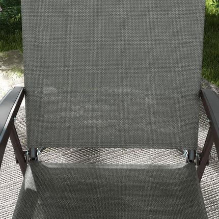 Set of Two Folding Garden Chairs, with Fabric Mesh Seats - Dark Grey