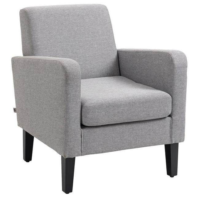 Linen-Look Boxy Armchair - Light Grey