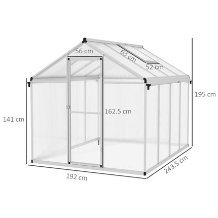 8 x 6ft Aluminium Frame Greenhouse