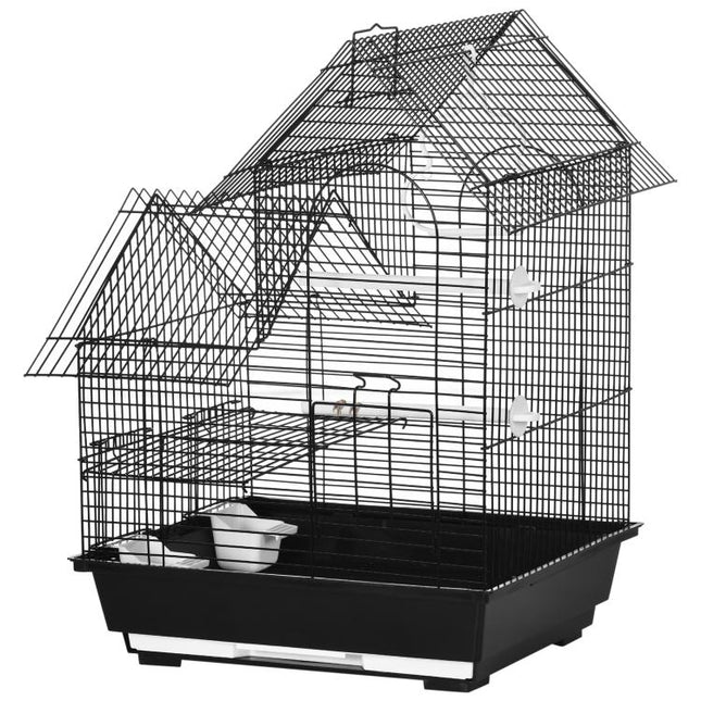 Metal Bird Cage for Finch, Canary w/ Food Containers, Swing Ring, Tray, Handle, 39 x 33 x 47cm