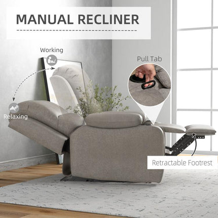 Recliner Chair, Microfibre Reclining Chair with Adjustable Leg Rest, Cup Holders, Recliner Armchair for Home Living Room, Brown