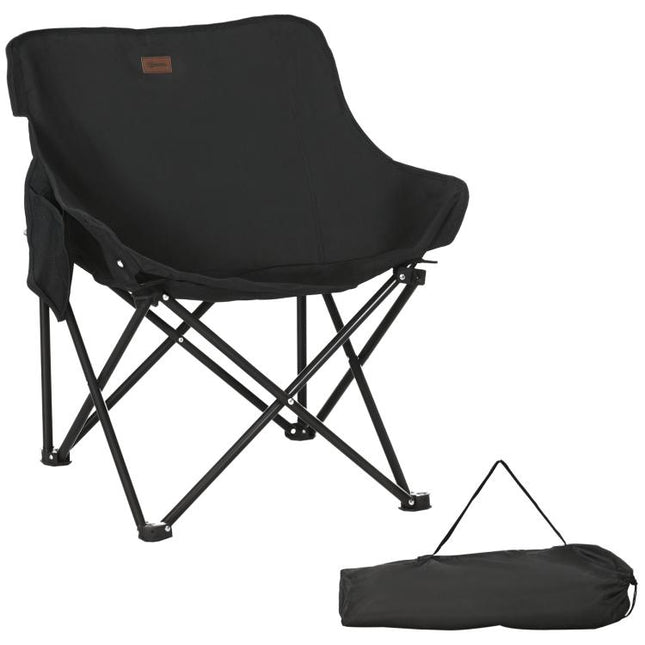 Camping Chair, Lightweight Folding Chair with Carrying Bag and Storage Pocket, Perfect for Festivals, Fishing, Beach and Hiking, Black