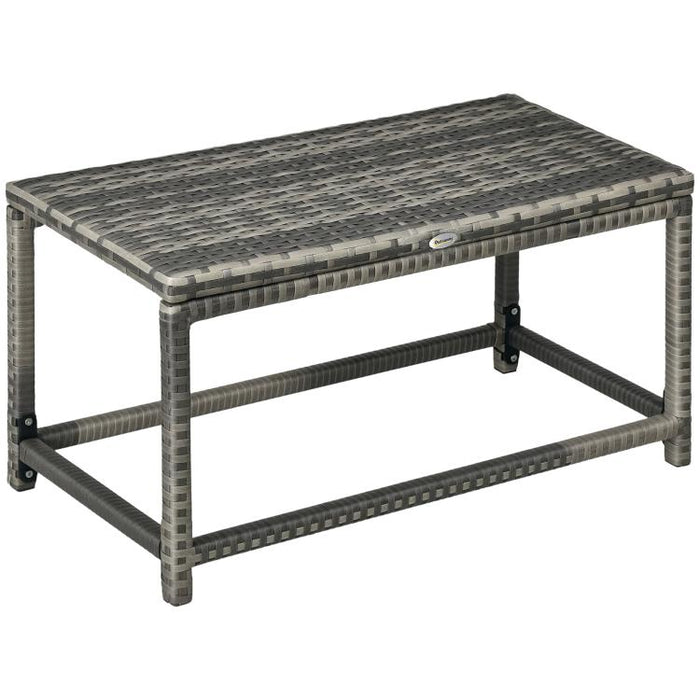 Outdoor Coffee Table Side Table with Rectangular Shape Frame for Patio, Balcony, Mixed Grey