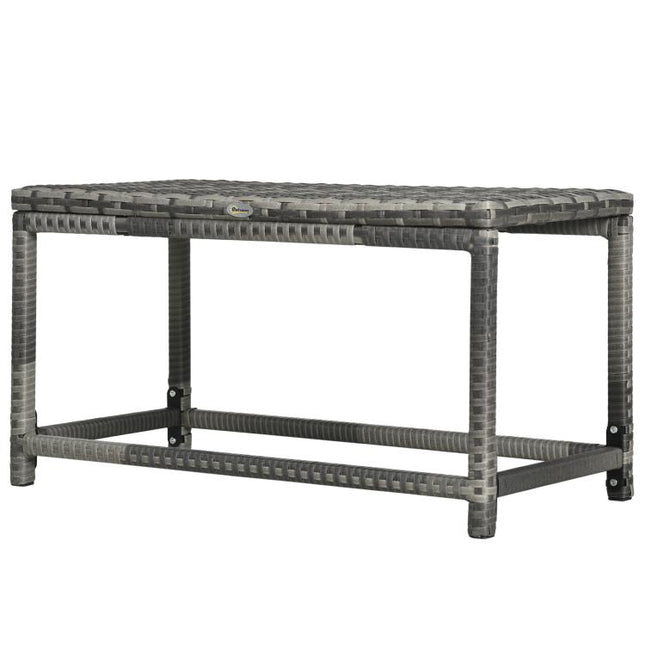 Outdoor Coffee Table Side Table with Rectangular Shape Frame for Patio, Balcony, Mixed Grey
