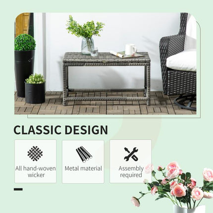 Outdoor Coffee Table Side Table with Rectangular Shape Frame for Patio, Balcony, Mixed Grey