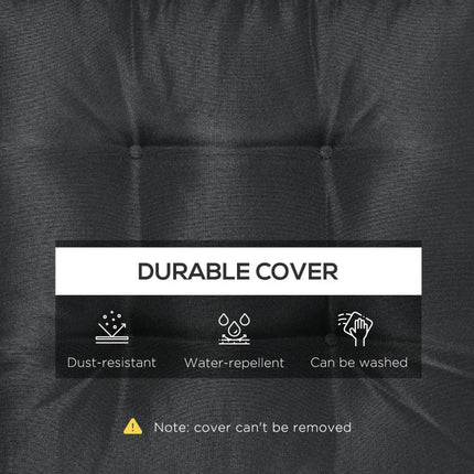 Set of 4 Garden Seat Cushion with Ties, 42 x 42cm Replacement Dining Chair Seat Pad, Black