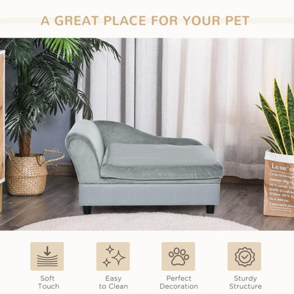 Pet Sofa Chair, with Storage, Cushion, for Small Dogs, Cats - Light Grey