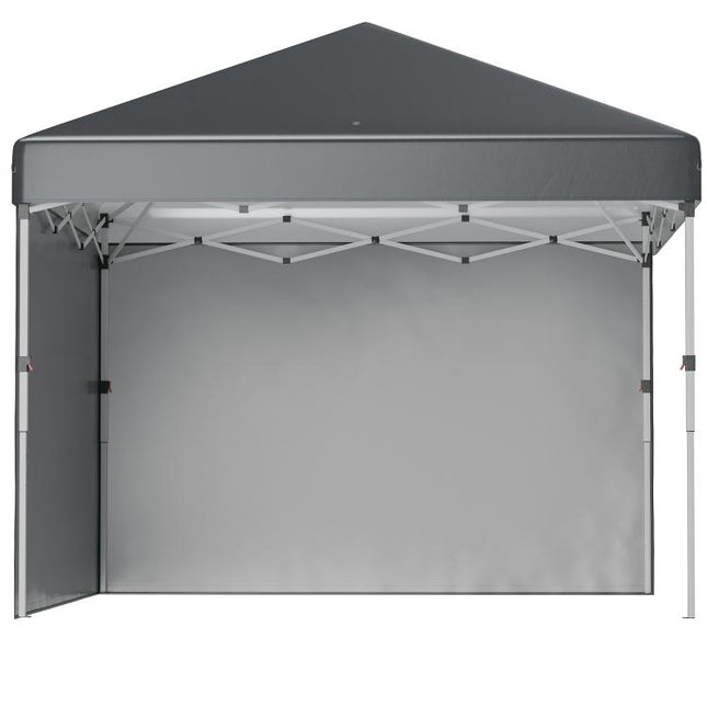 3 x 3 (M) Pop Up Gazebo, UPF 30+ with 2 Sidewalls, Leg Weight Bags and Wheeled Bag, Height Adjustable Party Tent Event Shelter for Garden, Patio, Dark Grey