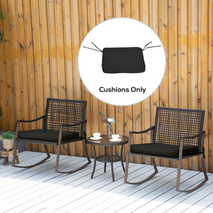 Set of 6 Chair Cushion Seat Pads Dining Chair w/ Straps Indoor Outdoor Removable Tie On Garden Patio, Black