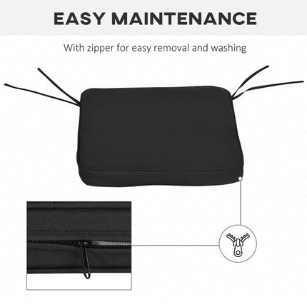 Set of 6 Chair Cushion Seat Pads Dining Chair w/ Straps Indoor Outdoor Removable Tie On Garden Patio, Black