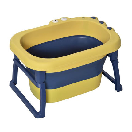 Baby Bathtub for 0-6 Years Collapsible Non-Slip Portable with Stool Seat for Newborns Infants Toddlers Kids - Yellow