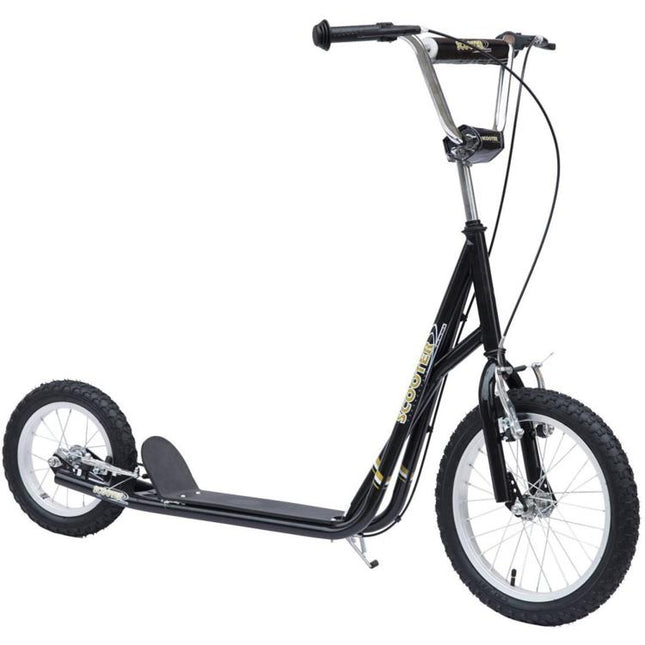 Kids Scooter, Teen Kick Scooter with Rubber Wheels, 16 inch Front Wheel, Height Adjustable Handlebar, Dual Brakes, Kick Stand, for 5+ Years, Black
