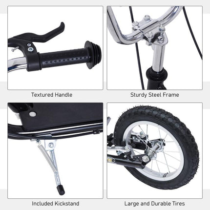 Kids Scooter, Teen Kick Scooter with Rubber Wheels, 16 inch Front Wheel, Height Adjustable Handlebar, Dual Brakes, Kick Stand, for 5+ Years, Black