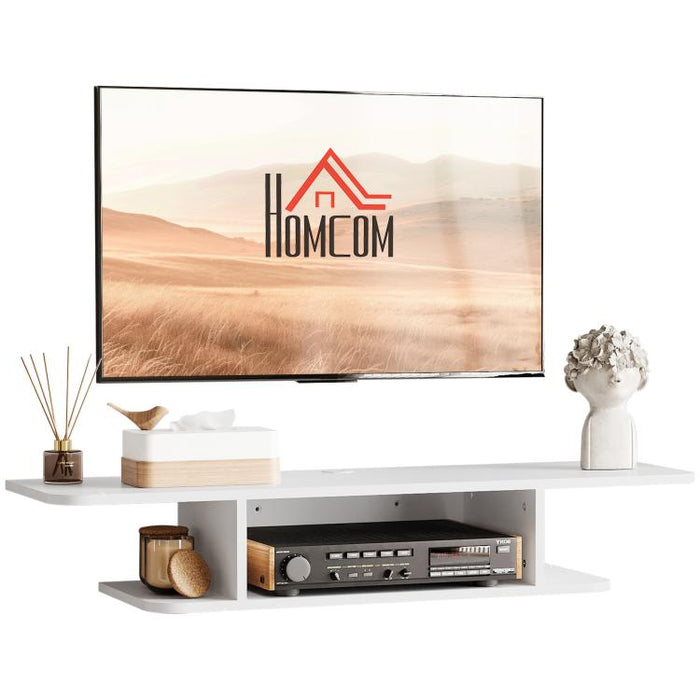Floating TV Unit Stand for TVs up to 40 inch, Wall Mounted Media Console with Storage Shelf, Entertainment Center, White