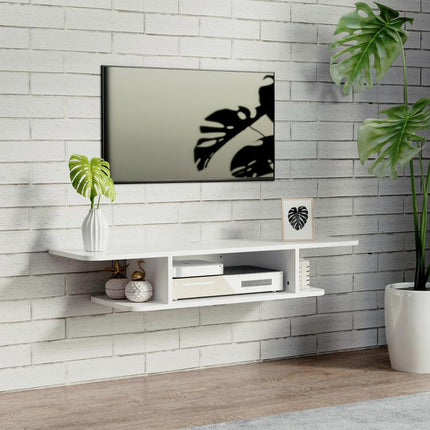 Floating TV Unit Stand for TVs up to 40 inch, Wall Mounted Media Console with Storage Shelf, Entertainment Center, White