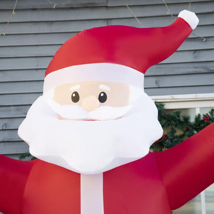 8ft Inflatable Christmas Santa Claus Holds Light Sign of Blessings, Blow-Up Outdoor LED Yard Display for Lawn Garden Party