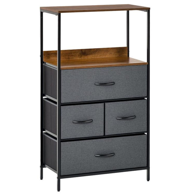 4 Drawer Storage Chest Unit Home Cabinet w/ Shelves Home Living Room Bedroom Entryway Living Furniture, Black