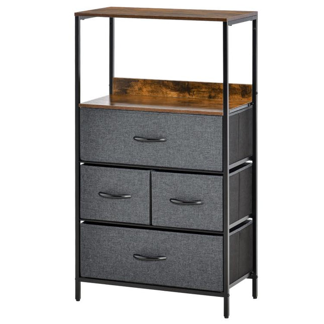 4 Drawer Storage Chest Unit Home Cabinet w/ Shelves Home Living Room Bedroom Entryway Living Furniture, Black