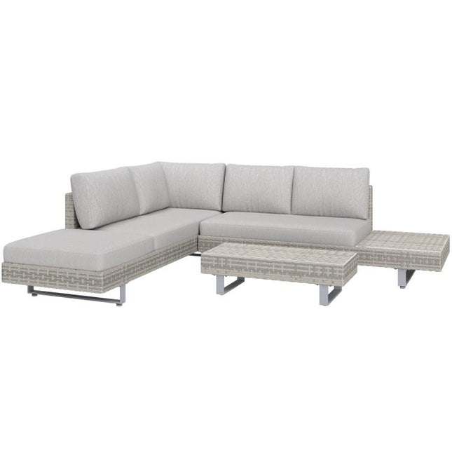 Three-Piece Rattan Sofa Set, with Cushions - Grey