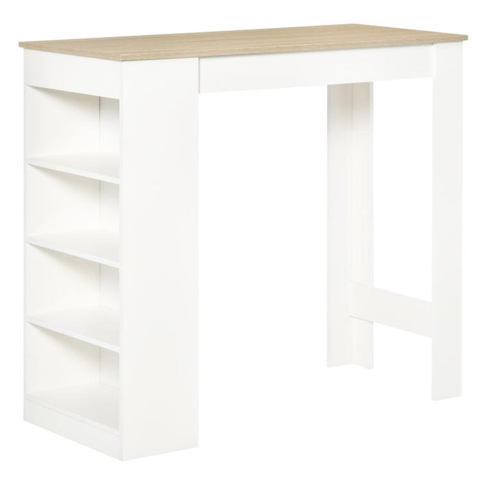 Bar Table, Dining Table with 4-Tier Storage Shelf for Breakfast Bar, Kitchen, Dining Room, Living Room, Natural
