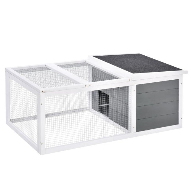 Rabbit Hutch Guinea Pig Hutch Wooden Small Animal Cage Rabbit Run Duck House with Openable Roof for Indoor Outdoor 115 x 66 x 47.5 cm