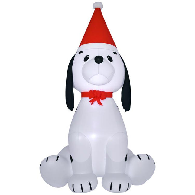 6ft Inflatable Christmas Puppy Dog Wearing Santa Hat Lighted Outdoor Decoration Blow Up Decor for Holiday Indoor