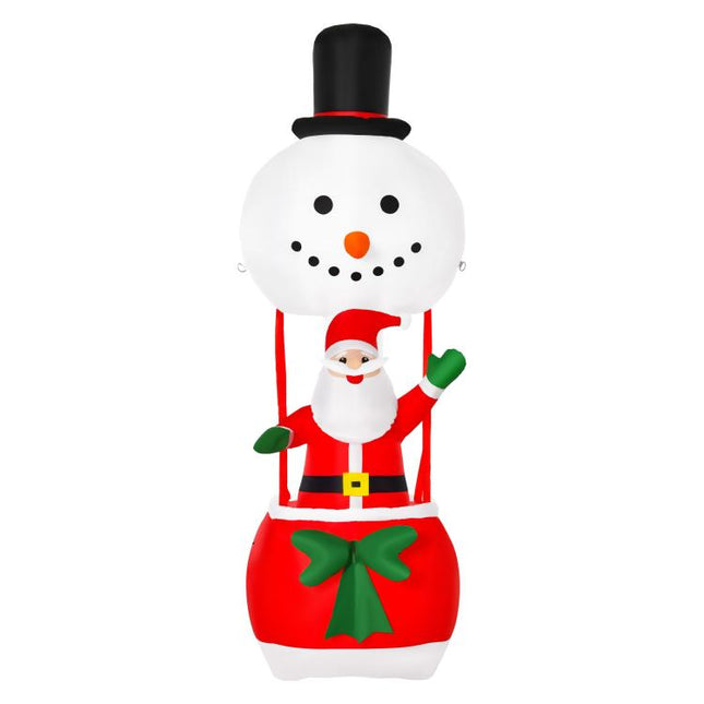 8ft Christmas Inflatable Decoration with Santa Claus on Snowman Hot Air Balloon, Blow Up Xmas Decor for Outdoor ?Indoor