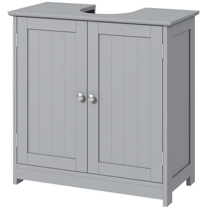 Under Sink Bathroom Cabinet, Freestanding Under Sink Cabinet with 2 Doors and Adjustable Shelf for Basin without or with Pedestal, Grey