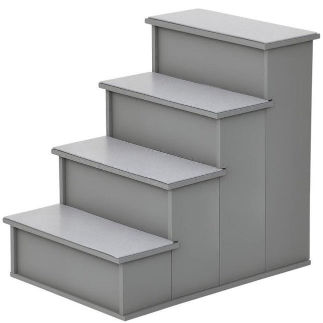 4 Step Dog Steps for Bed, Wooden Dog Steps for Sofa, Pet Stairs for Bed Couch with Non-Slip Carpet for Cats and Puppies, 40 x 59 x 54.2 cm, Grey