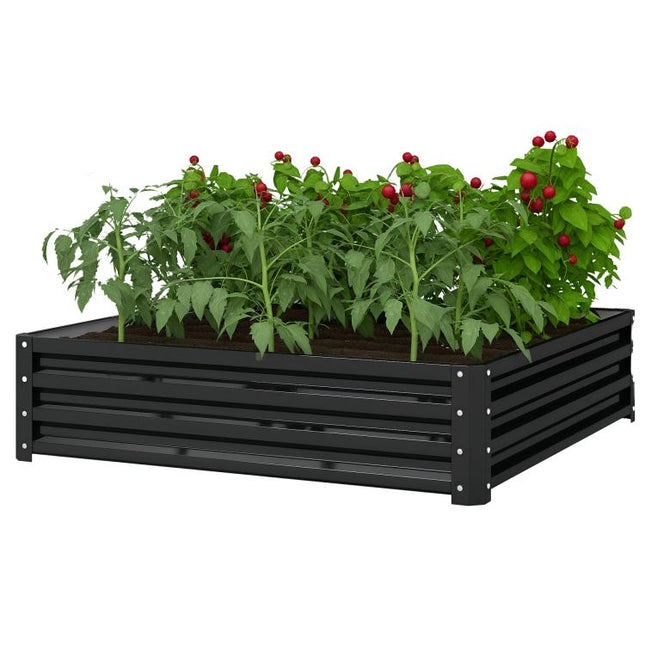 432L Square Raised Garden Bed, Galvanised Planter Box Outdoor with Open Bottom, Metal Raised Garden Bed Kit for Vegetables, Flowers and Herbs, 120 x 120 x 30cm, Grey